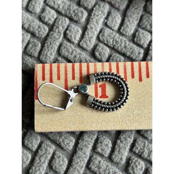 Montana Silversmiths Dangle Earrings Horseshoe And Aqua Rhinestone Western NIB - Picture 4 of 5